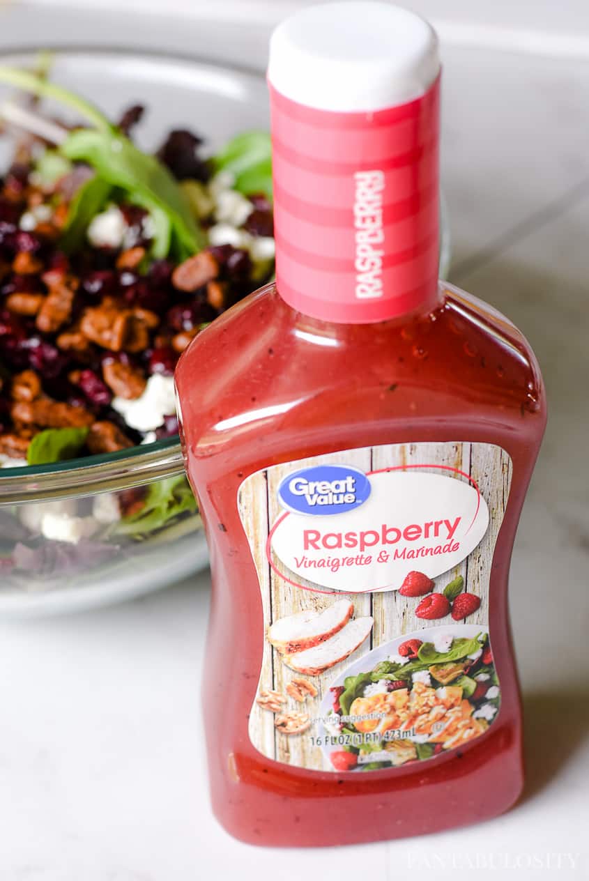 Raspberry Vinegerette Dressing on an apple salad