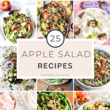 Collage of apple salad recipes with text overlay.