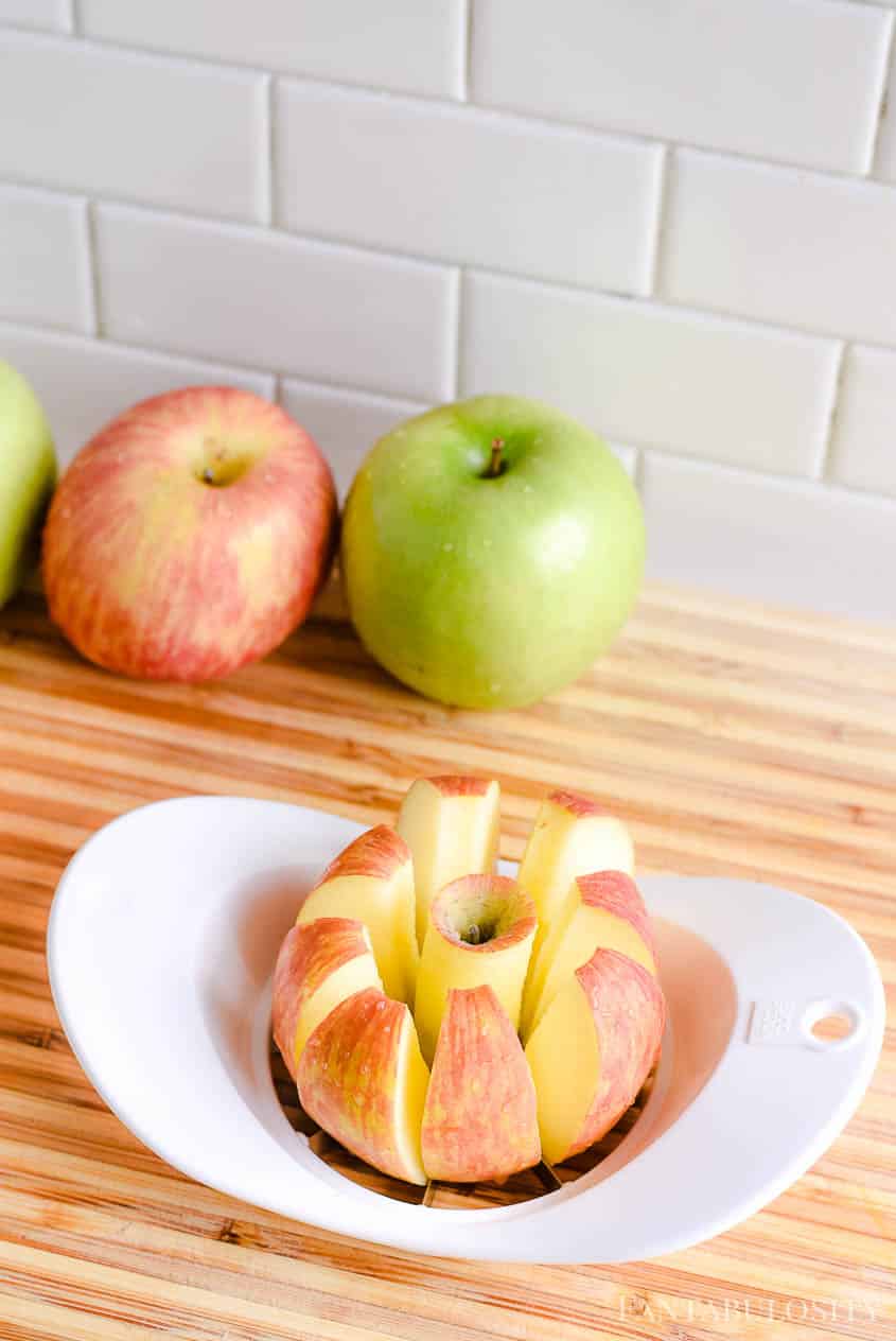 Cut and core apples for apple salad