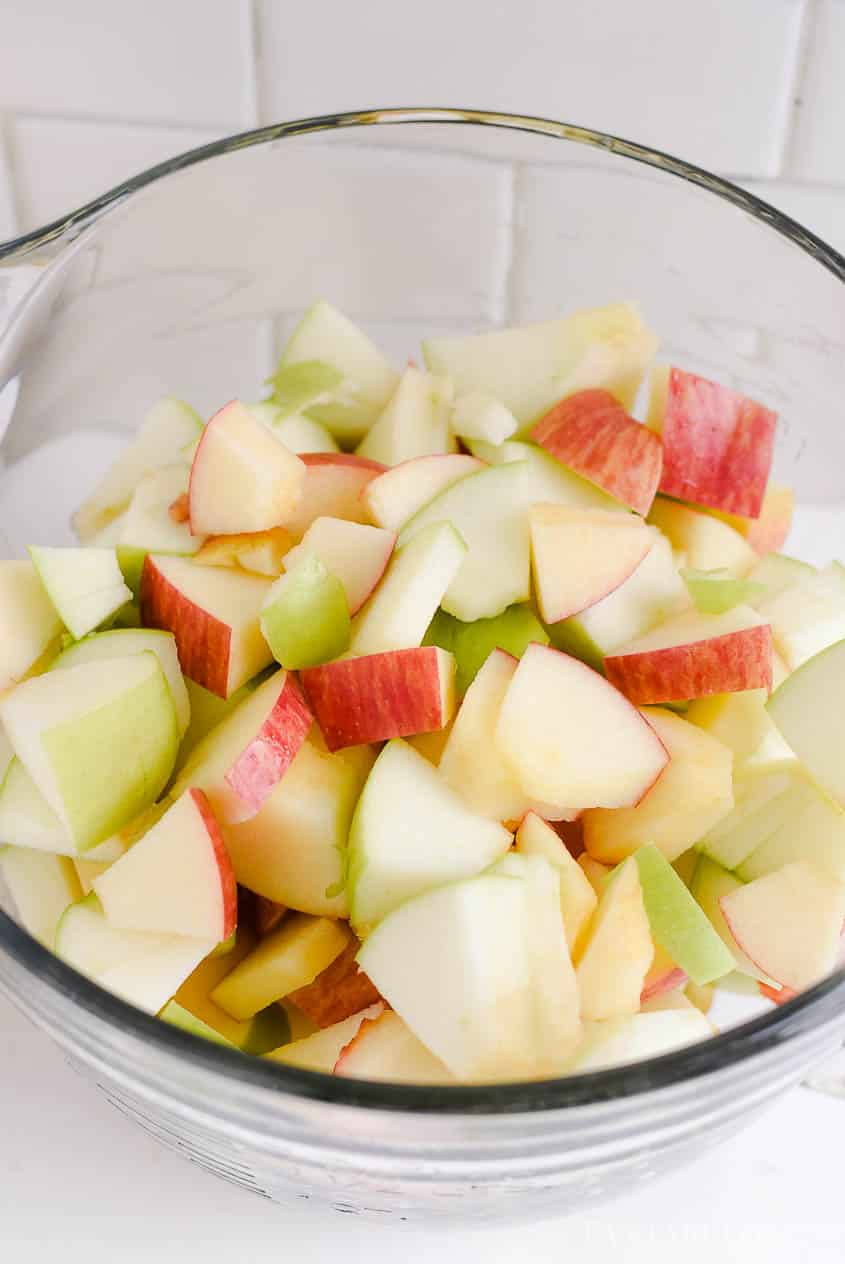 Cut and cube apples for apple salad