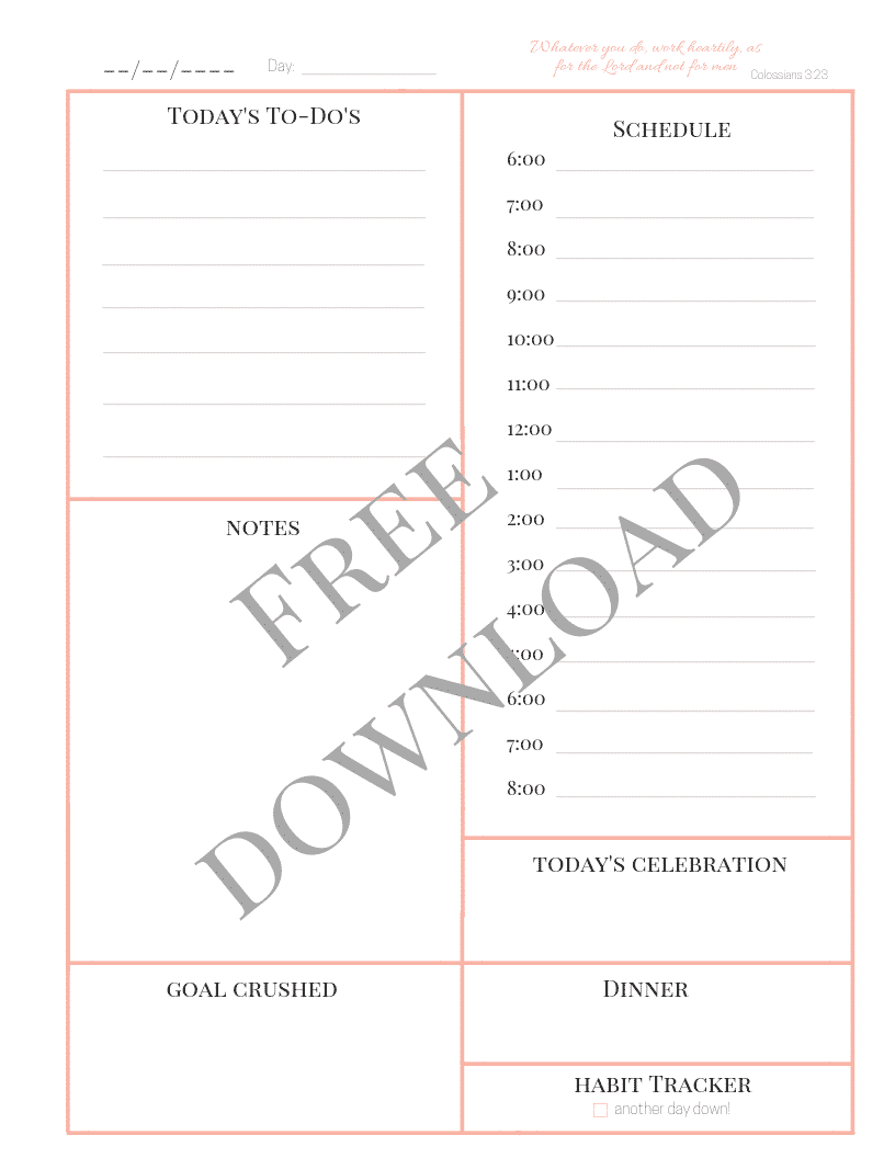 Free Printables  Planner printables free, Daily planner printable, Daily  planner printables free