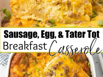 sausage egg casserole image collage