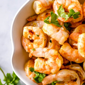 shrimp marinade - for grilling - shrimp in white bowl