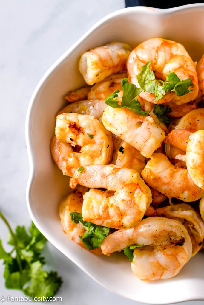 shrimp marinade - for grilling - shrimp in white bowl