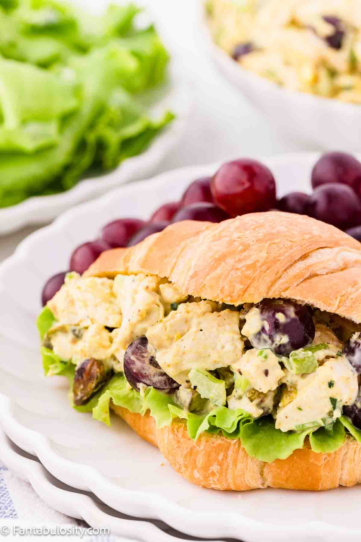 Curry chicken salad on croissant bread.