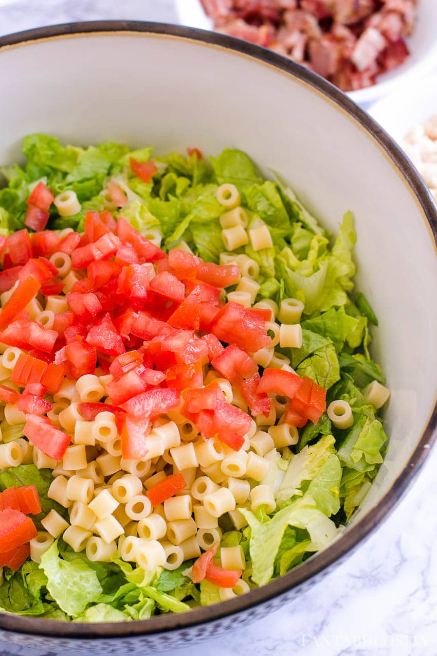 Italian Chopped Salad - tomatoes on top