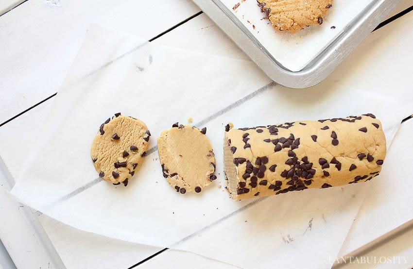 Slice and Bake Peanut Butter Chocolate Chip Cookies