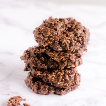 No bake oatmeal cookies stacked