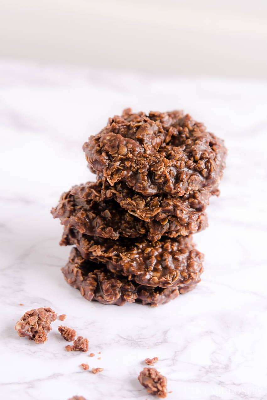 No bake oatmeal cookies stacked