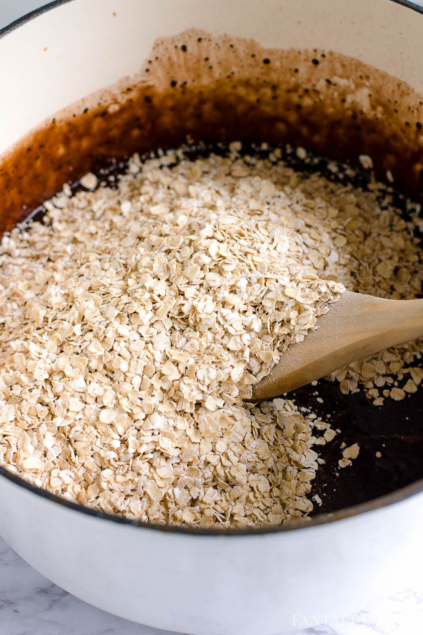 Add in oats for no bake cookies