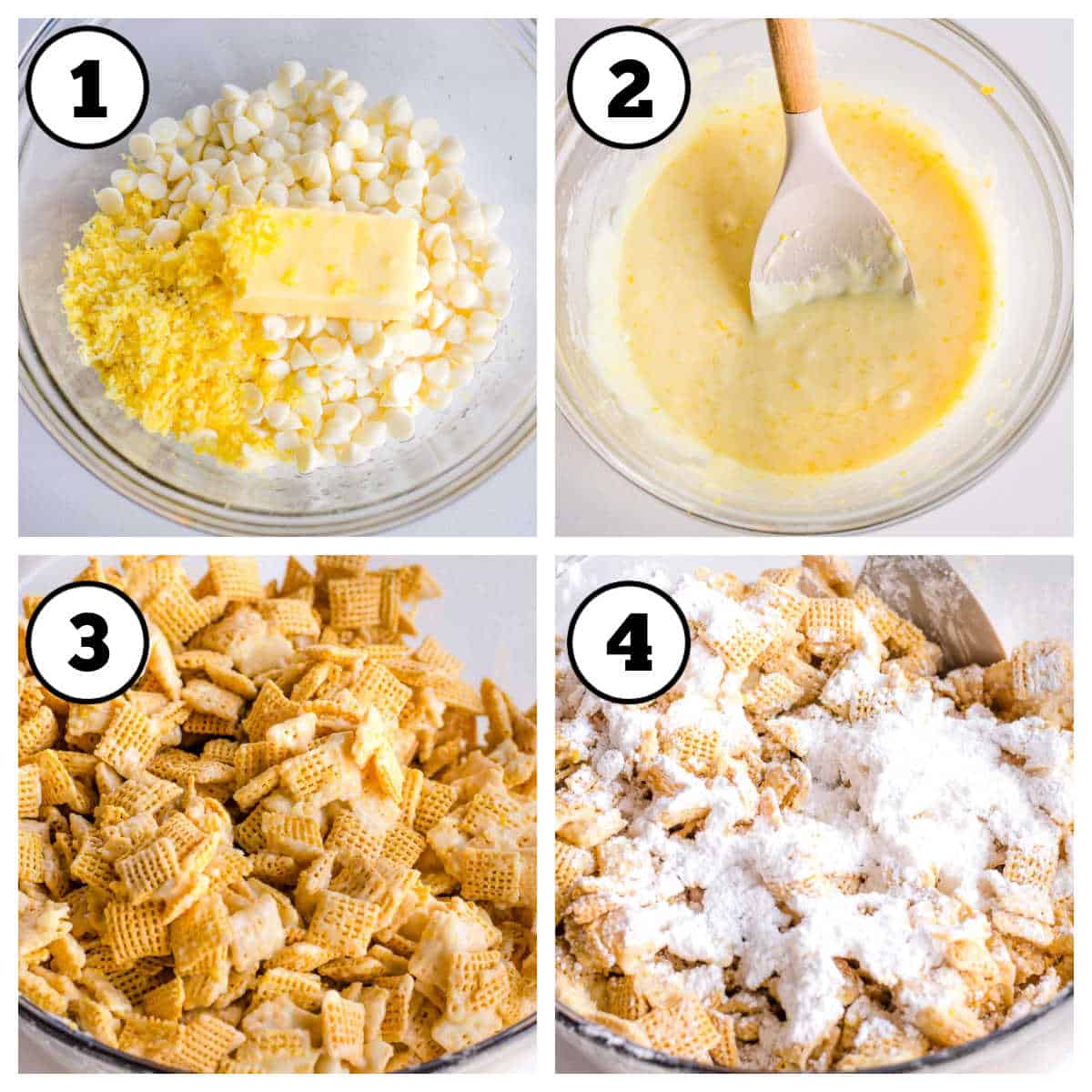 Steps 1-4 lemon puppy chow.