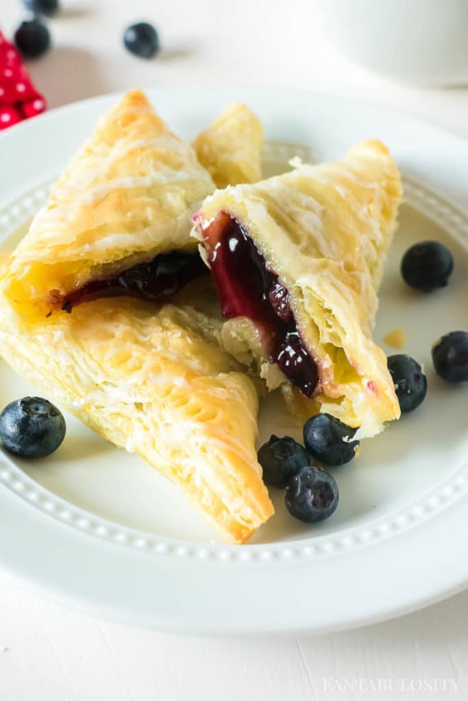 Blueberry Pie Filling inside of a turnover using a puff pastry