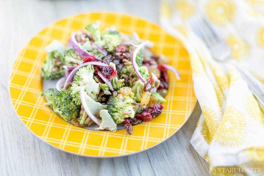 Broccoli raisin salad with bacon