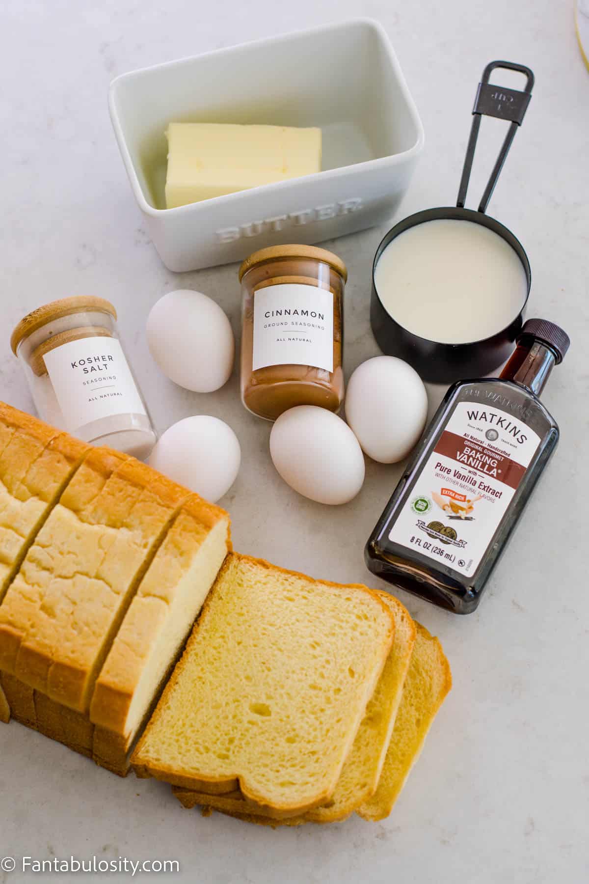 ingredients for brioche french toast on table