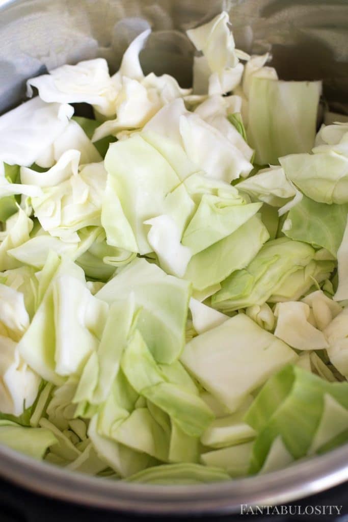 Chopped cabbage in instant pot