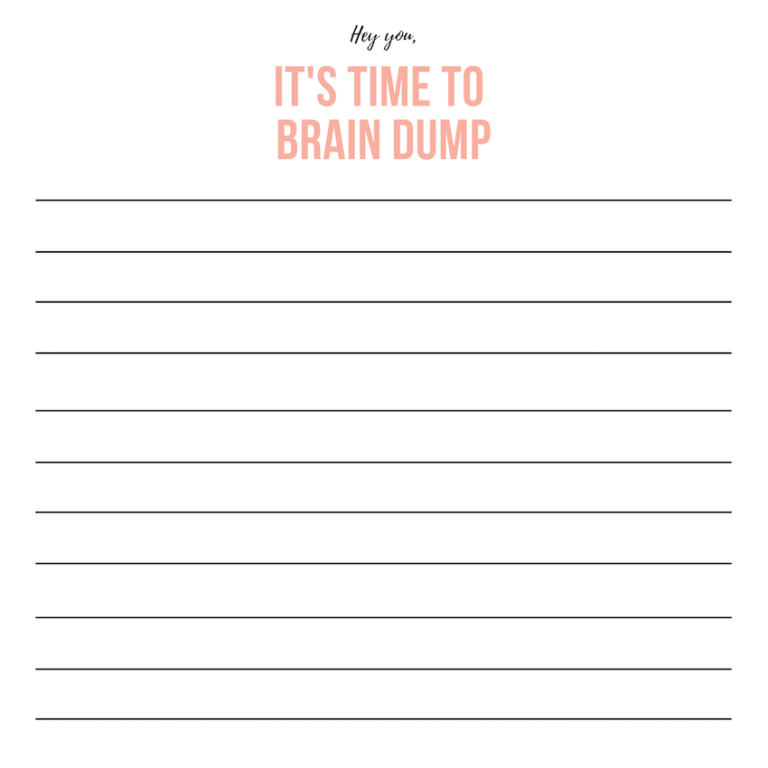 Printable Brain Dump Worksheet