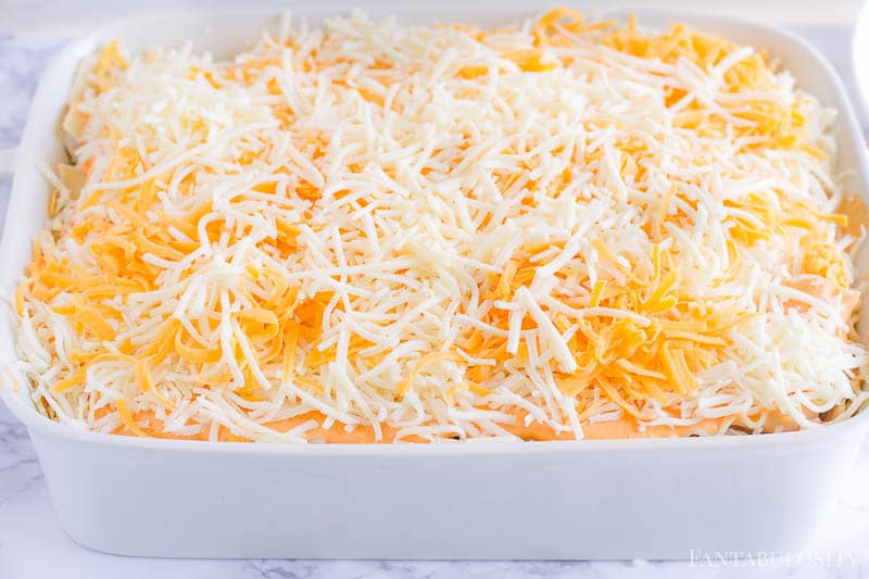 Top Buffalo Chicken Lasagna with Shredded Cheeses