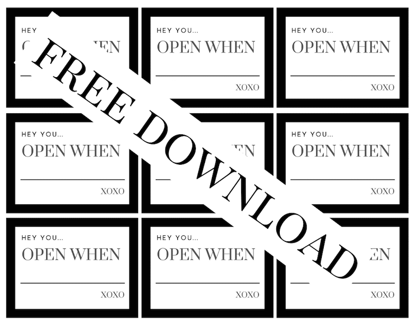 Printable Open When Cards in Black