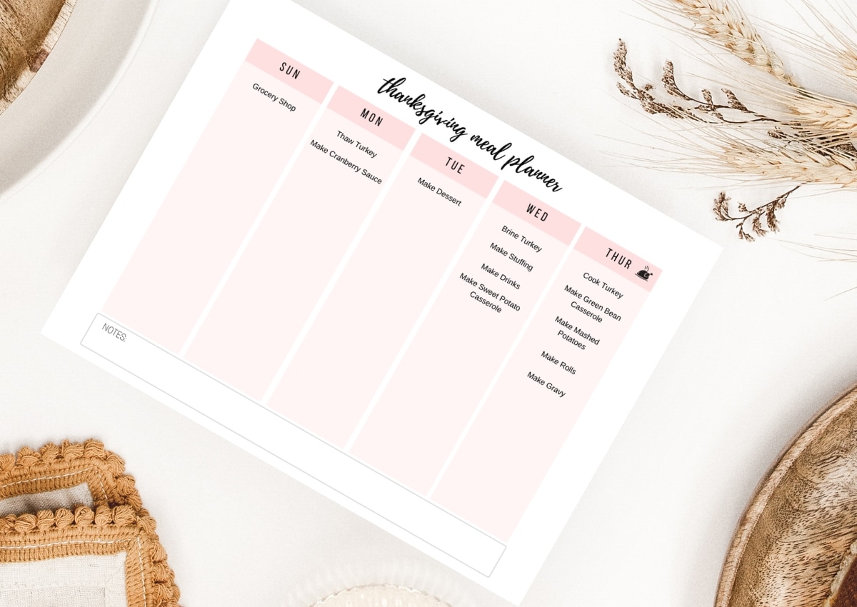 Thanksgiving Meal Planner Printable Download and Template