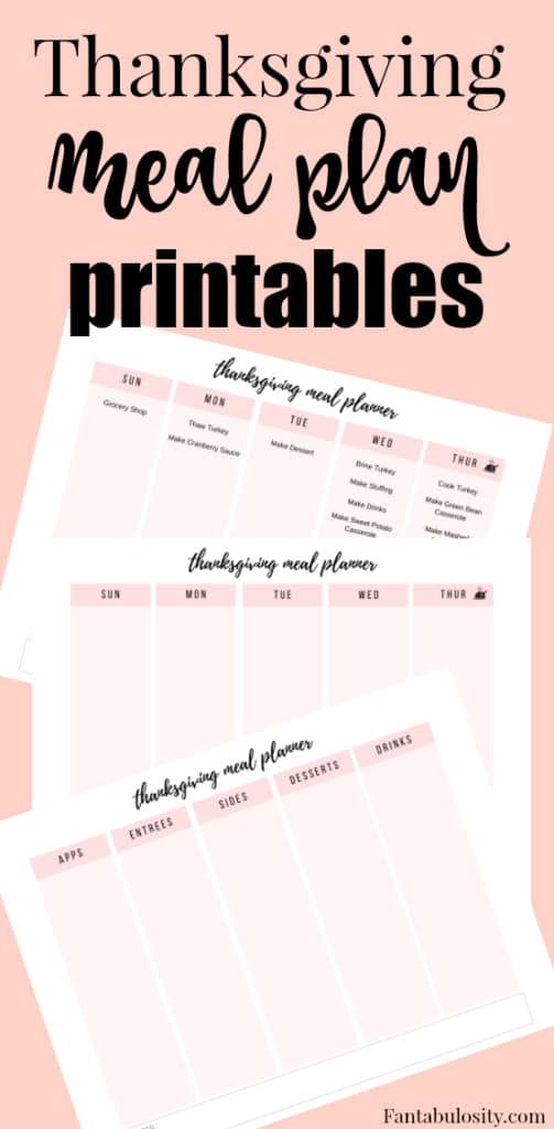 Thanksgiving Meal Planner Printables - Free Download