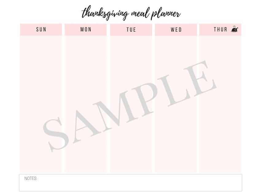 Thanksgiving Meal Planner Schedule Template