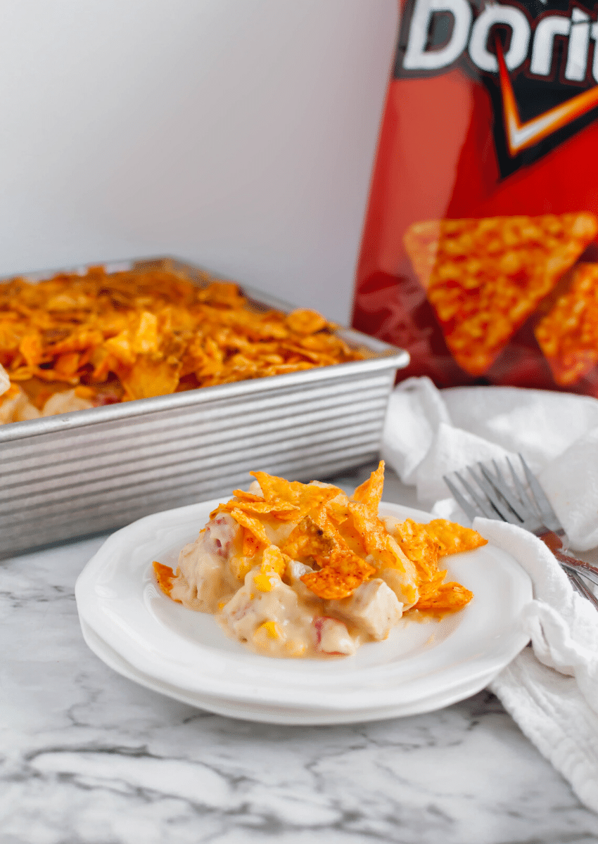 Get ready for an ultra easy dinner recipe in this Doritos Chicken Casserole. It’s packed full of simple ingredients and delicious flavors.