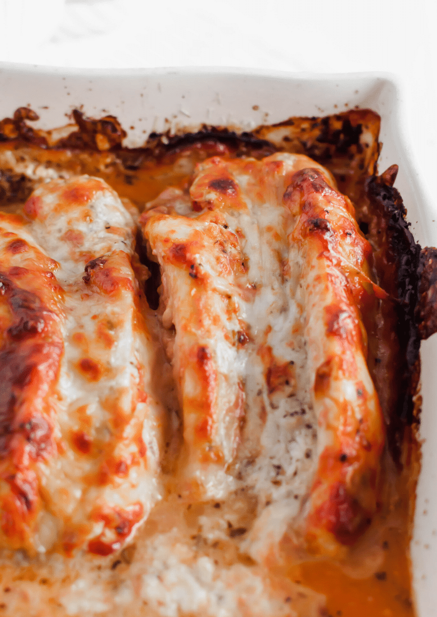 Get ready for some major comfort food. Lasagna Stuffed Chicken is packed with three cheeses and red sauce for the ultimate low carb meal.