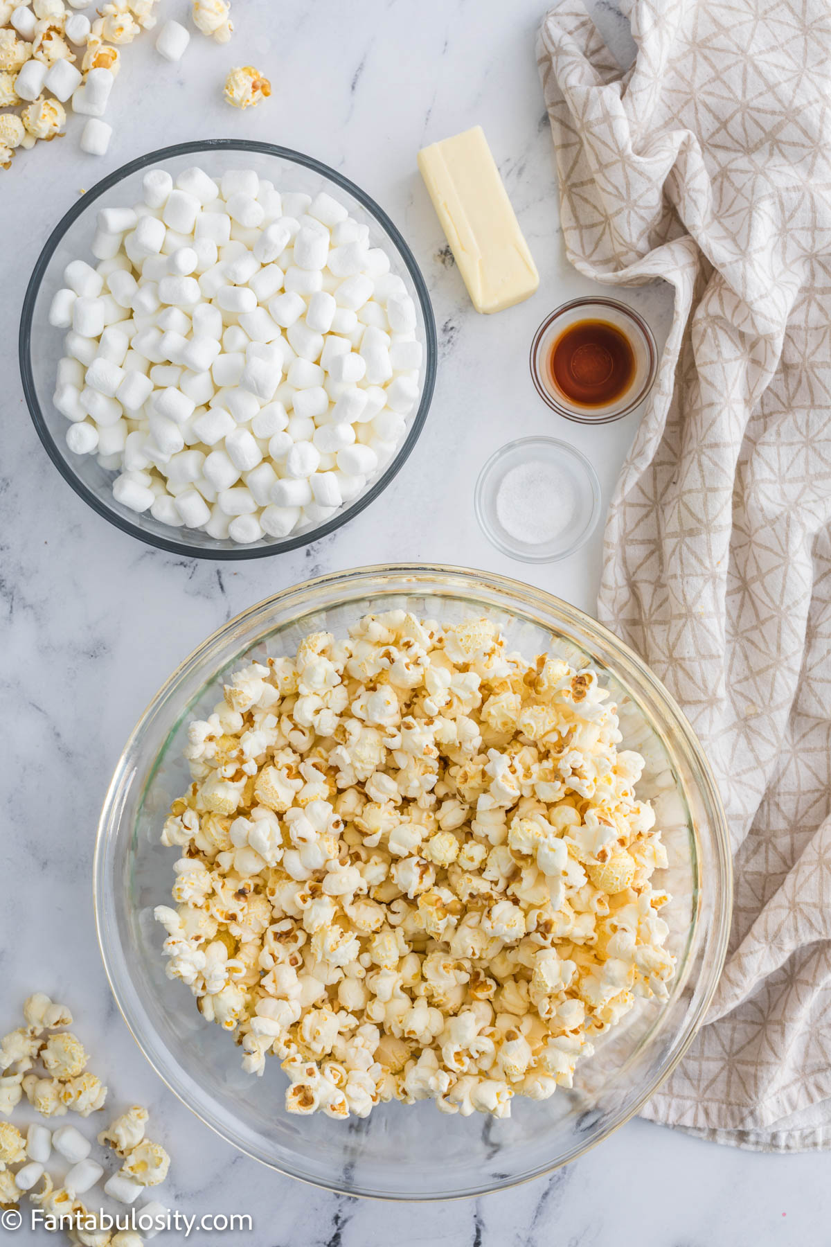 ingredients on the table for popcorn balls