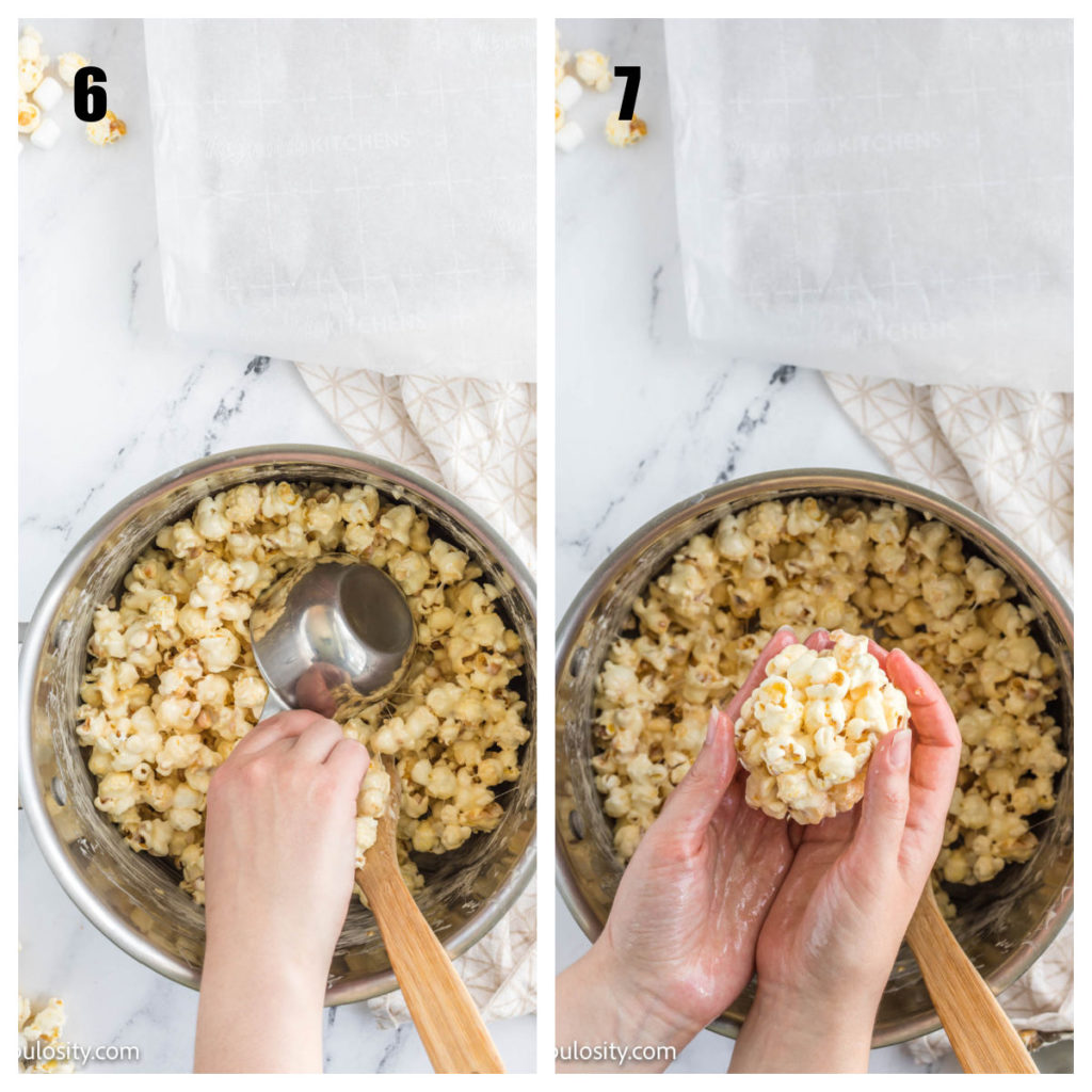 how to shape marshmallow popcorn balls