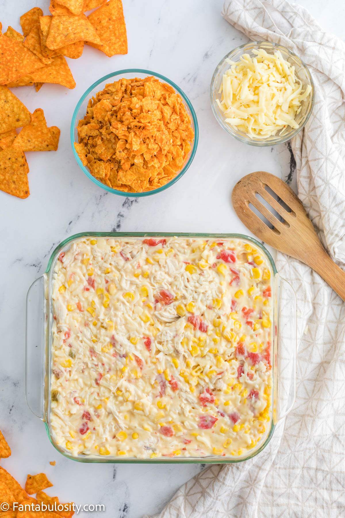 Pour chicken casserole in to baking dish