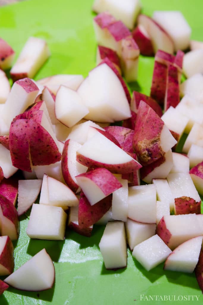 Chopped red potatoes for the instant pot pressure cooker