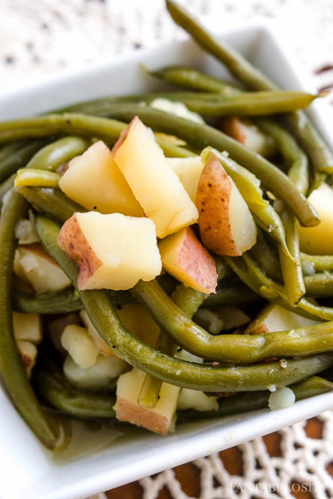Cooked green beans and red potatoes in the Instant Pot Pressure Cooker