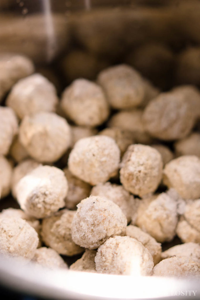 Frozen meatballs in the slow cooker