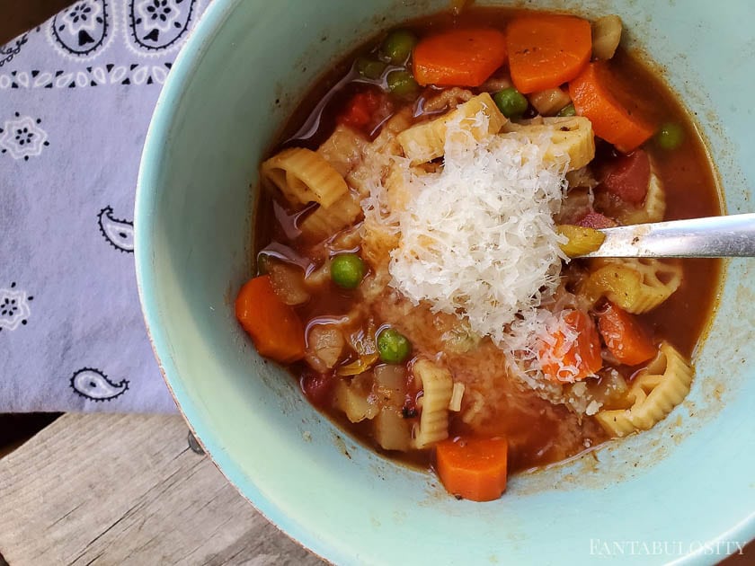 Deer roast used to make goulash - green bowl