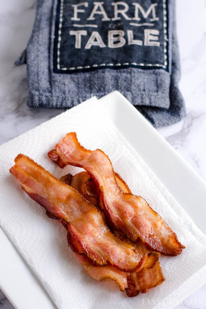 A plate with bacon strips.