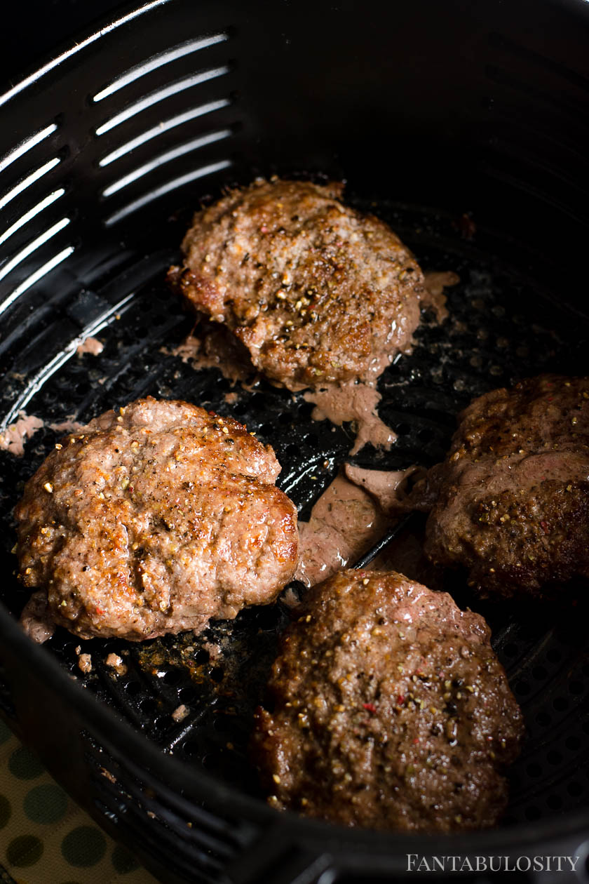 Cooked burgers in the air fryer
