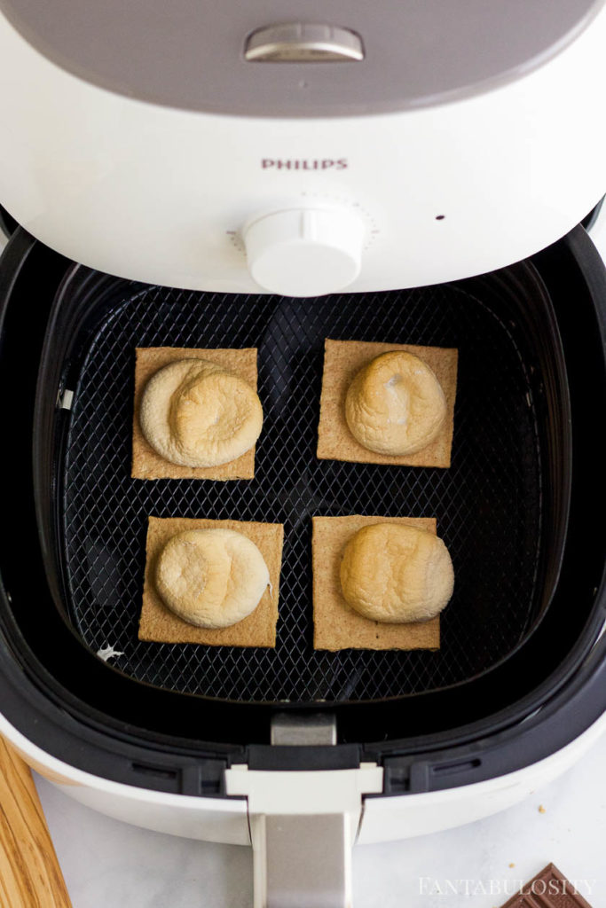 Toasted marshmallows on graham crackers in air fryer