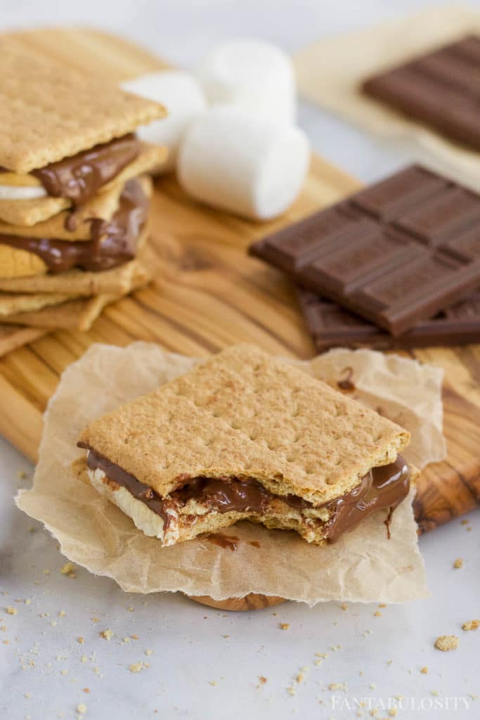Air fryer smores recipe with bite taken out