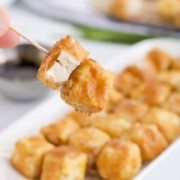 Air fryer tofu on toothpicks, perfect as an appetizer
