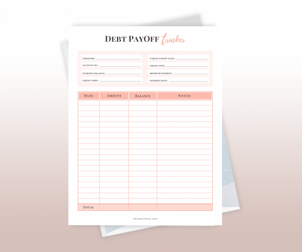 Debt Payoff Tracker Printable Yepez Inctiary