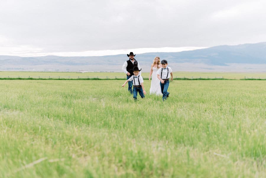 Family photo in field in Montana