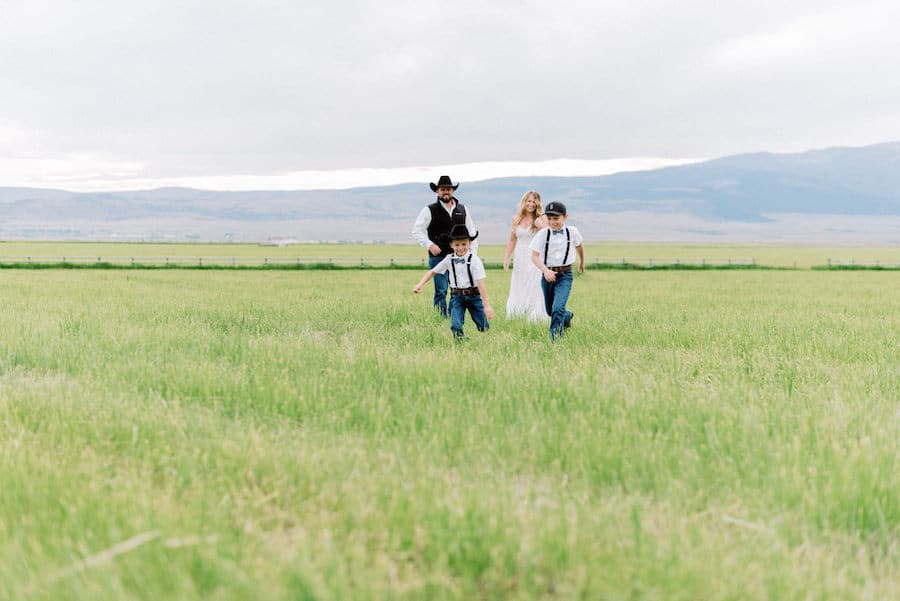 Family photo in field