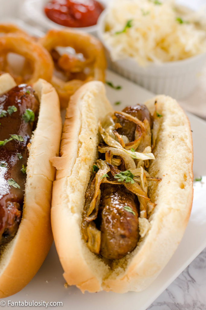 Bratwurst with onions