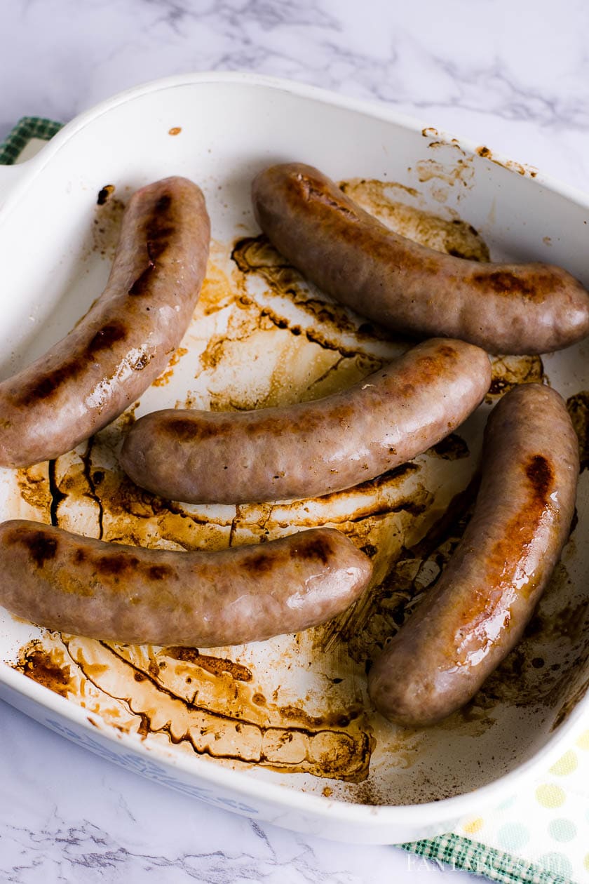 Baked brats in the oven - in baking pan