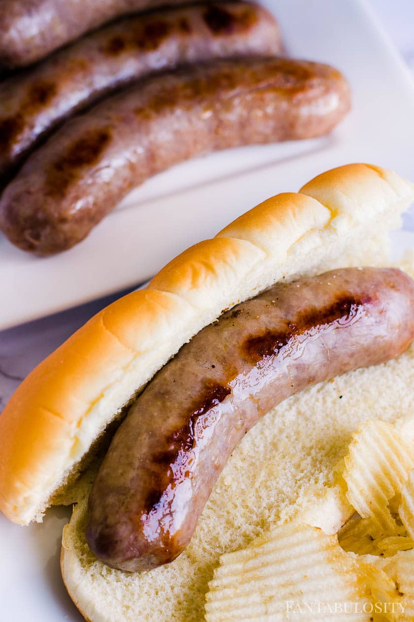 Baked Brats on bun