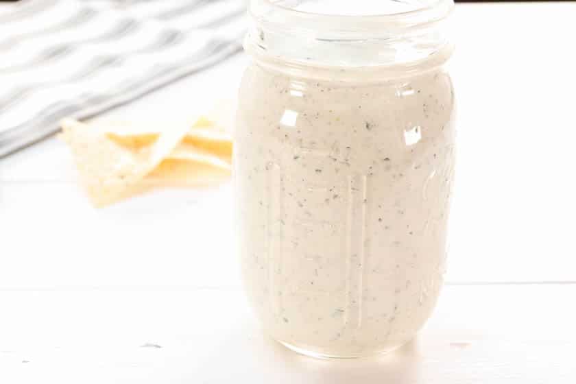 Jalapeno Ranch Dressing in a mason jar