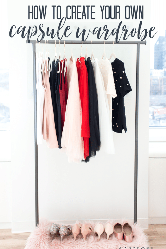 Rack of clothes for creating a capsule wardrobe