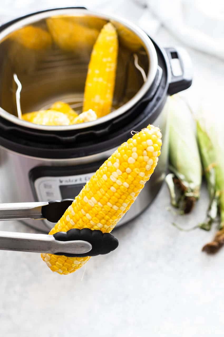 Instant pot corn on the cob with tongs