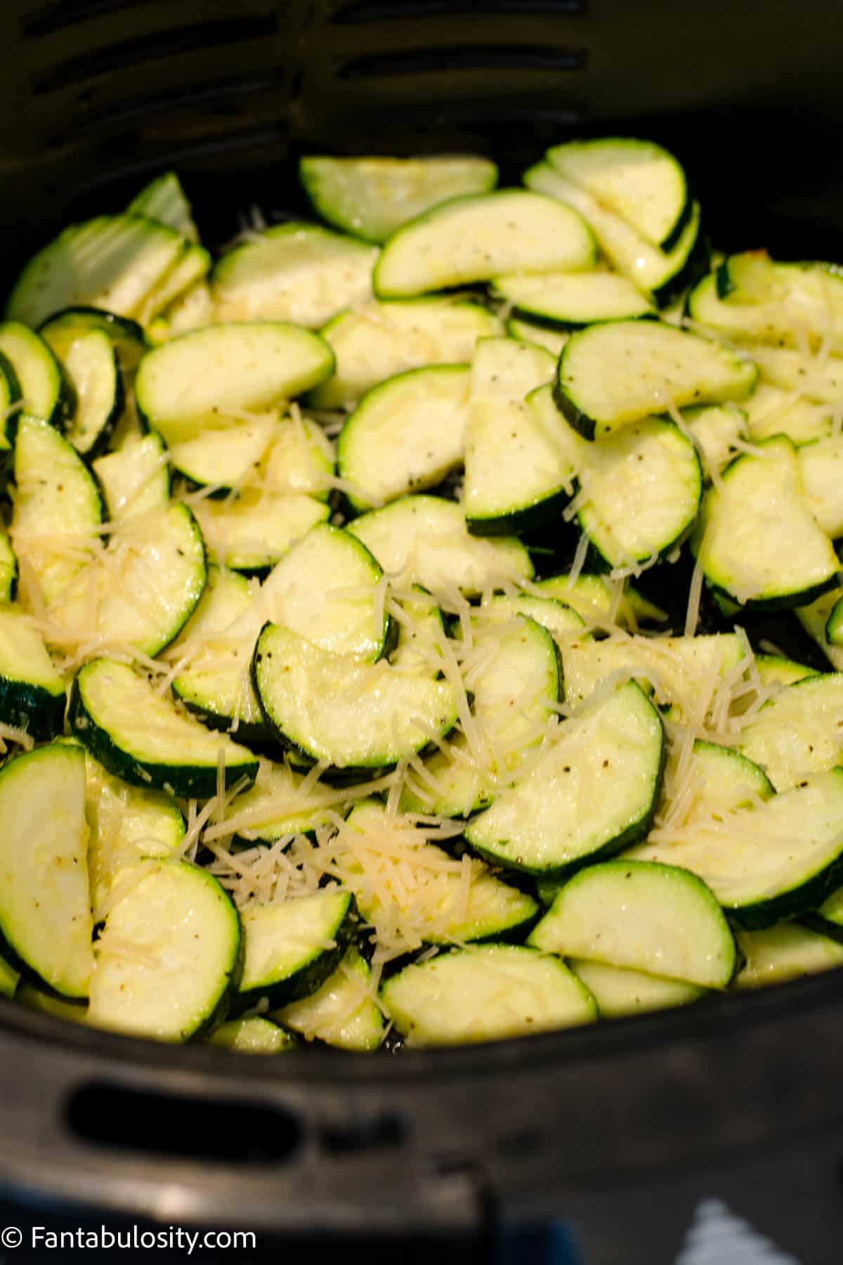 parmesan cheese on top of zucchini