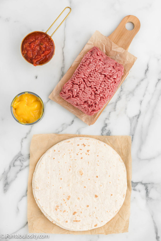Ingredients for Beef and Cheese Burritos
